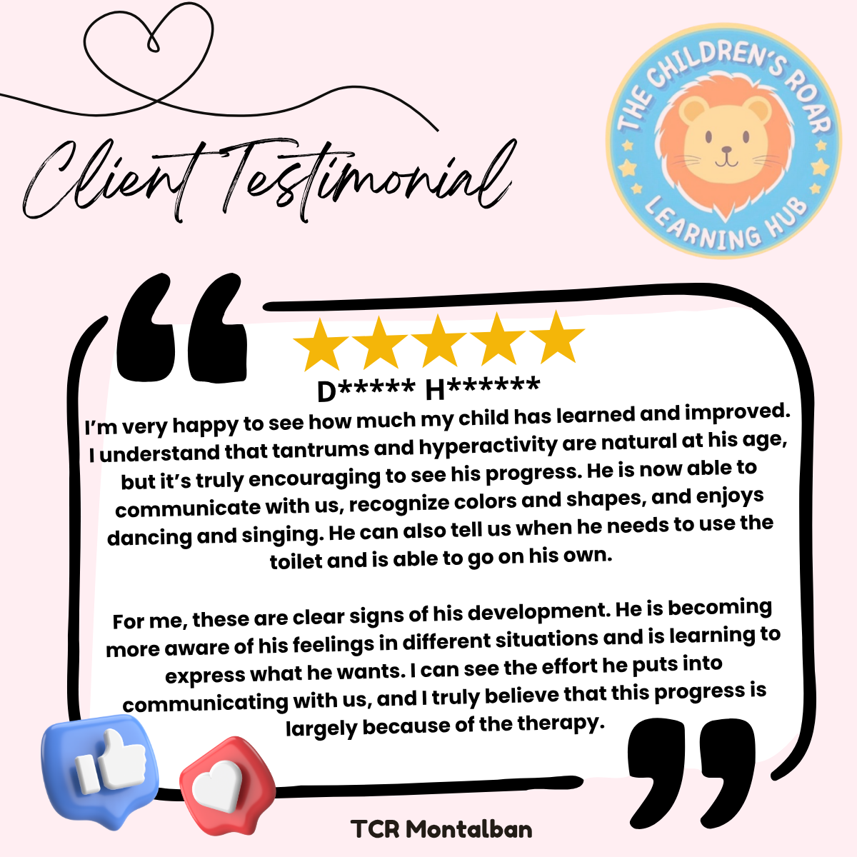 Parent feedback for The Children's Roar - Montalban