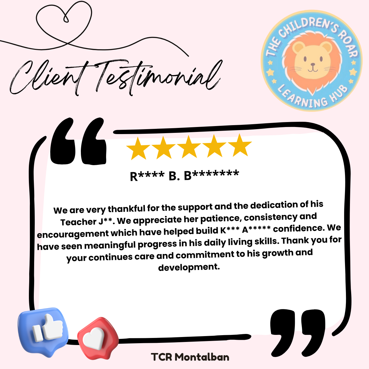 Parent feedback for The Children's Roar - Montalban 2
